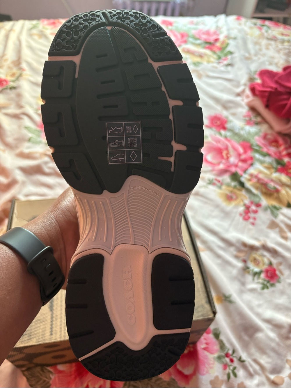 Coach White and Dark Green Men's Athletic Sneakers - Picture 6 of 7